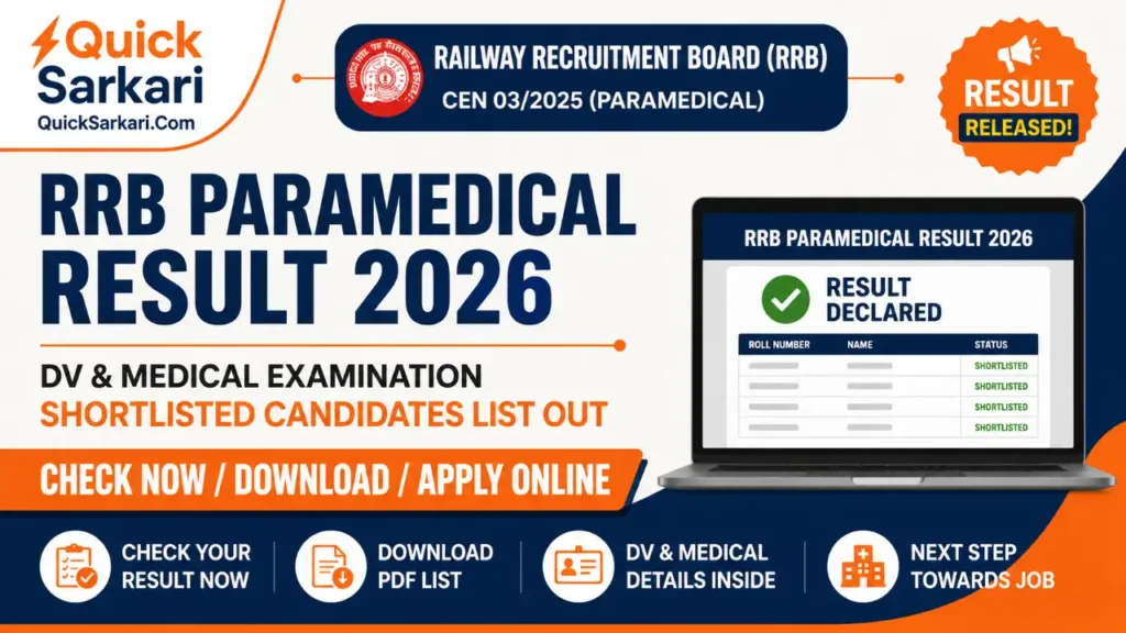 RRB Paramedical Staff Result 2026 CEN 03/2025