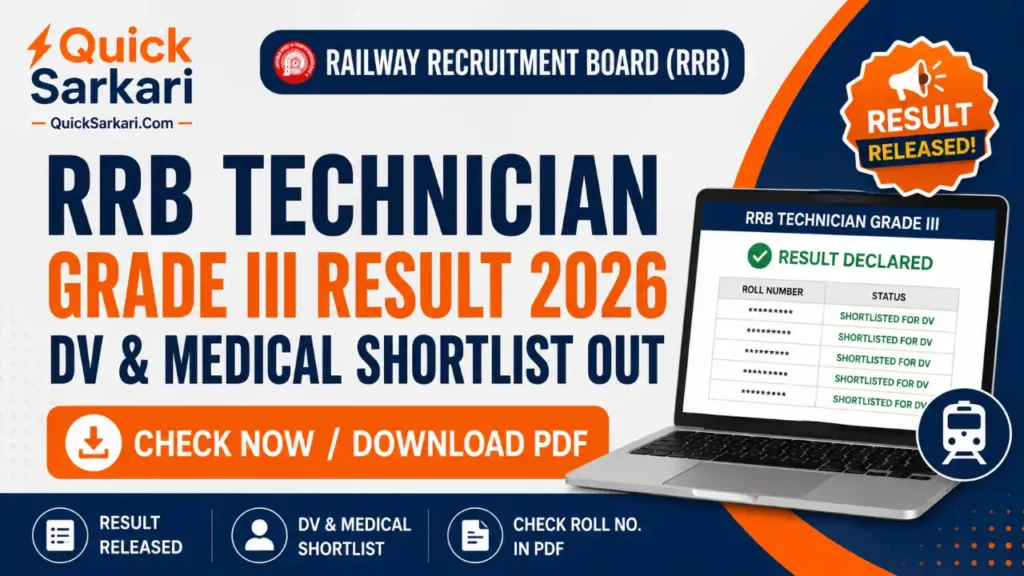 RRB Technician Grade-3 Result 2026 CEN 02/2025