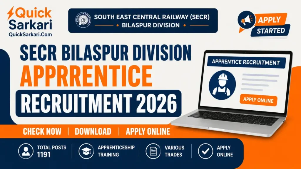RRC SECR Bilaspur Apprentice Recruitment 2026