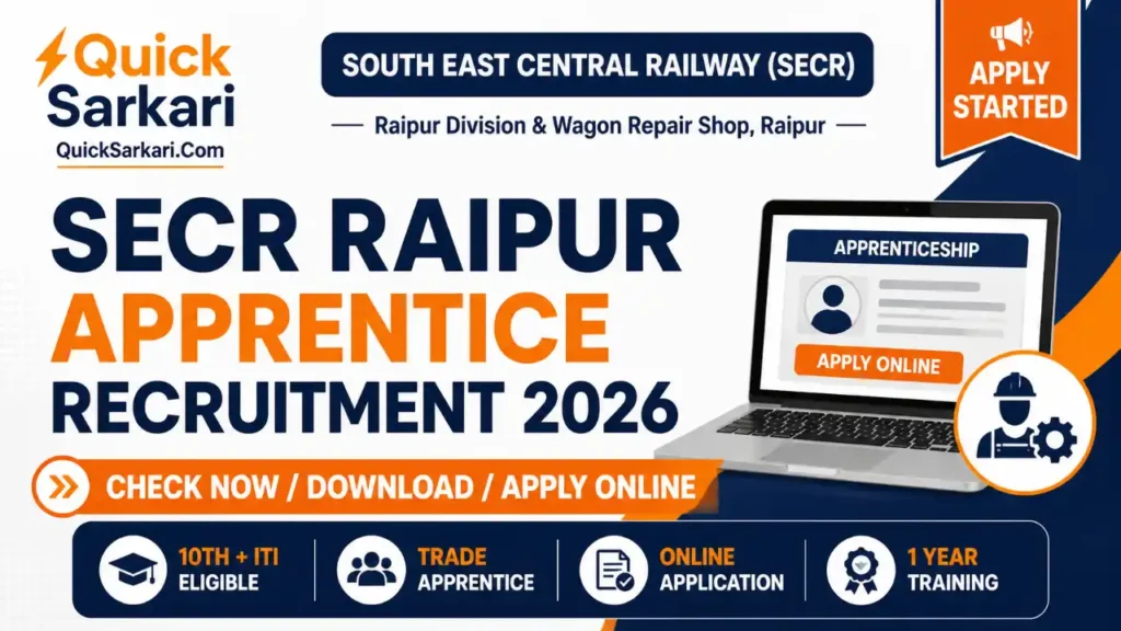 Railway RRC SECR Apprentice Recruitment 2026