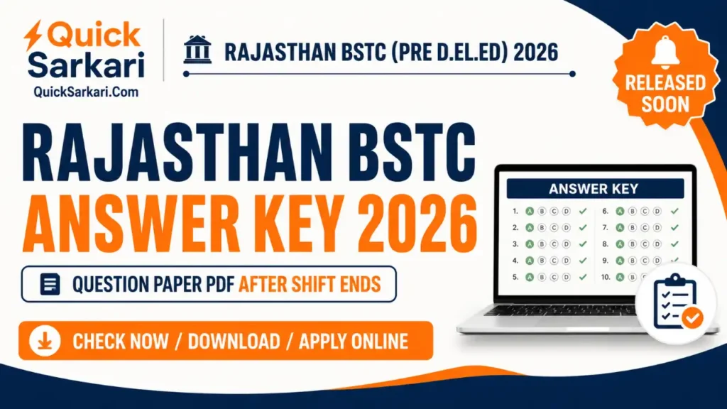 Rajasthan BSTC (Pre DELED) Answer Key 2026