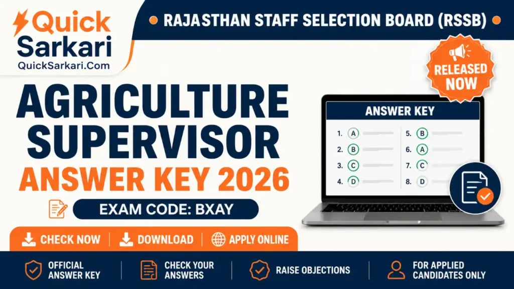Rajasthan RSSB Agriculture Supervisor Answer Key 2026