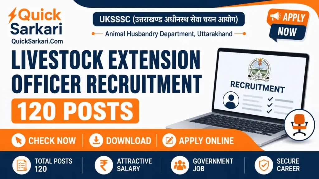 UKSSSC Livestock Extension Officer Recruitment 2026
