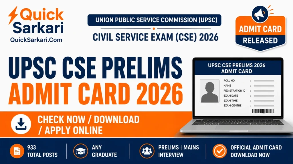 UPSC Prelims Admit Card 2026 Civil Services Exam (CSE)