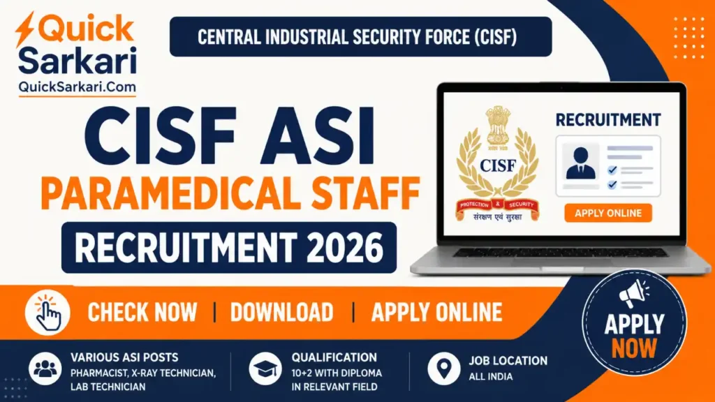 CISF ASI Paramedical Staff Recruitment 2026