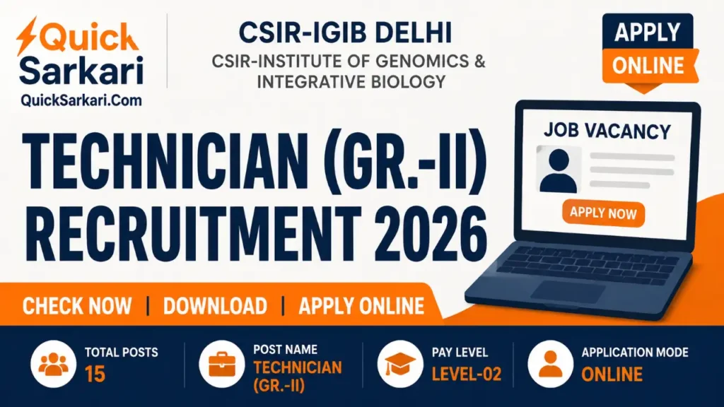 CSIR IGIB Delhi Technician Recruitment 2026