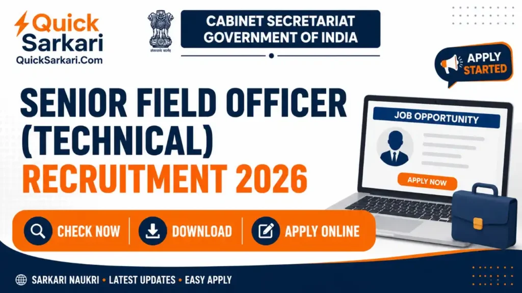 Cabinet Secretariat SFO (Technical) Recruitment 2026 Through GATE