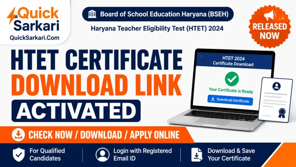 HTET 2024 Certificate Download 2026