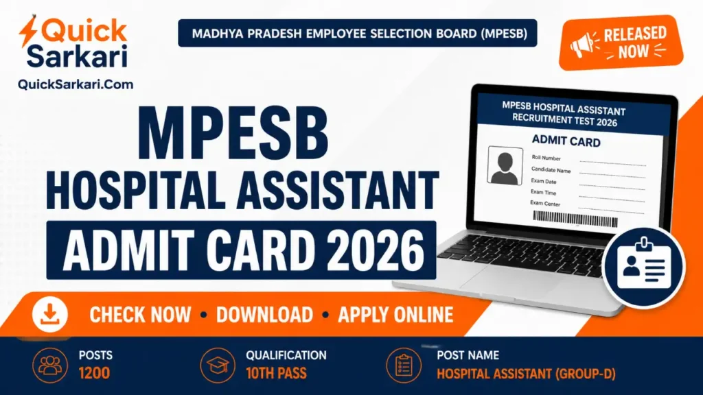 MPESB Hospital Assistant Admit Card 2026
