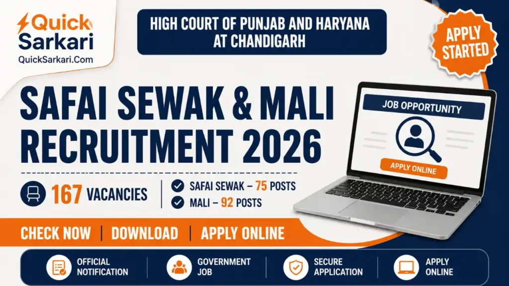 Punjab and Haryana High Court Safai Sewak and Mali Recruitment 2026