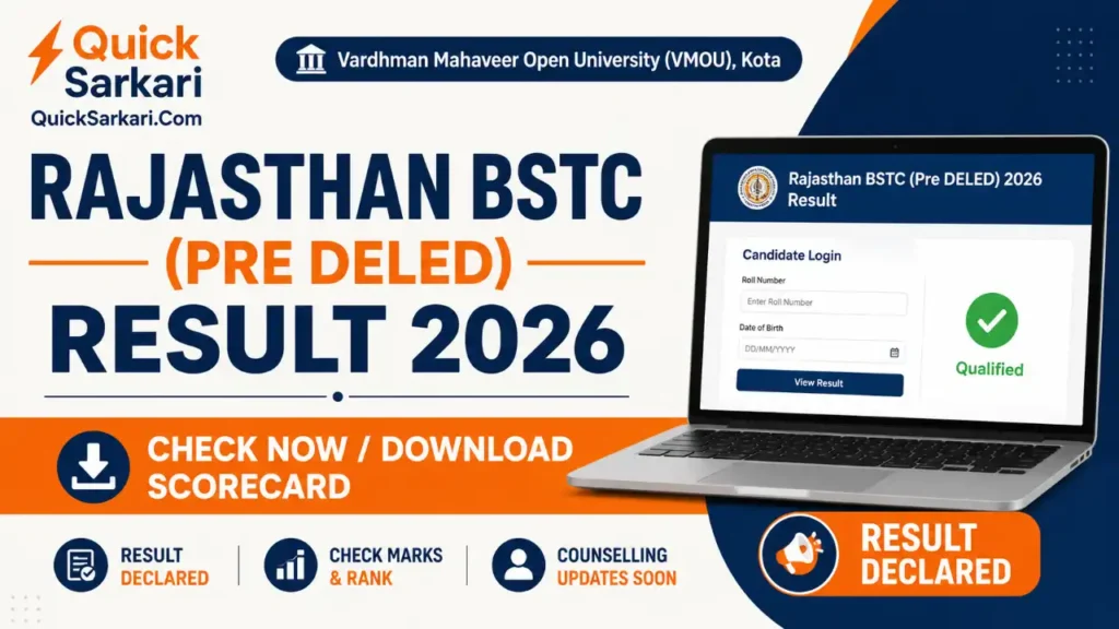 Rajasthan BSTC (Pre DELED) Result 2026