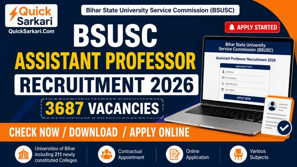 BSUSC Bihar Assistant Professor Recruitment 2026
