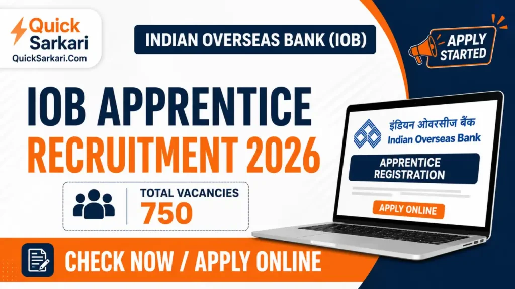 Indian Overseas Bank (IOB) Apprentice Recruitment 2026