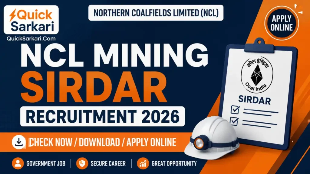 NCL Mining Sirdar Recruitment 2026