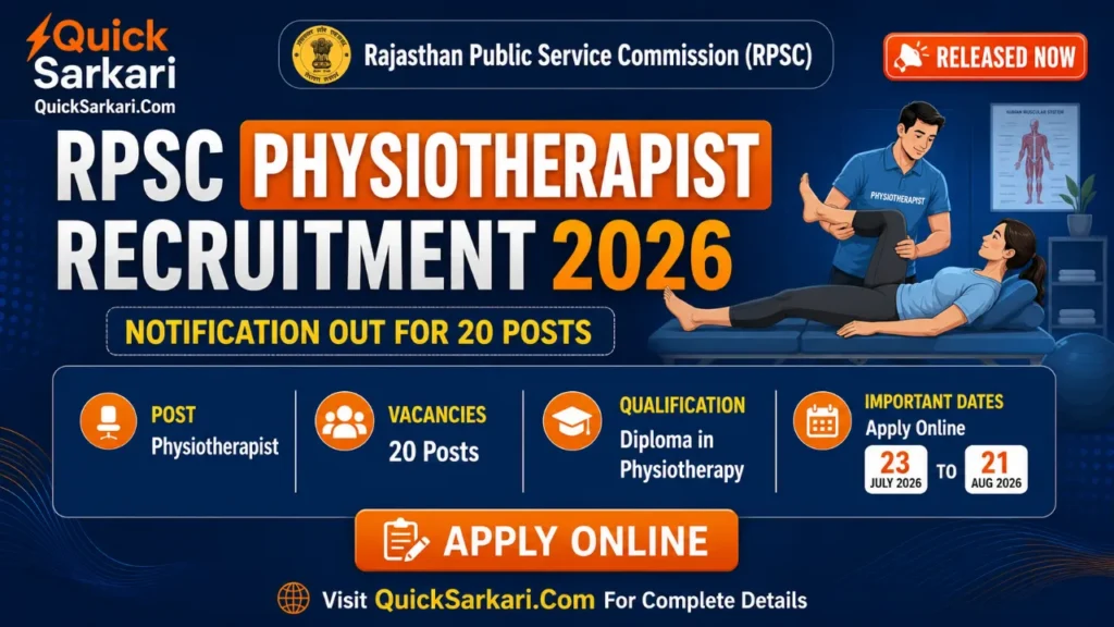 RPSC Physiotherapist Recruitment 2026