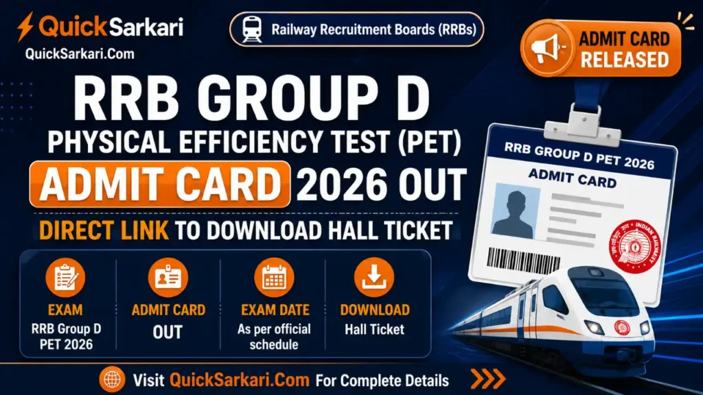 RRB Group D Physical Efficiency Test (PET) Admit Card 2026