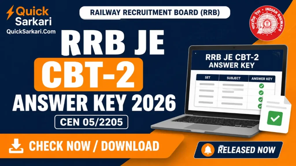 RRB JE CBT-2 Answer Key 2026 CEN 05/2205