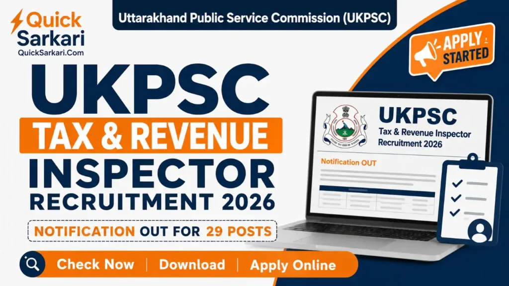 UKPSC Tax & Revenue Inspector Recruitment 2026