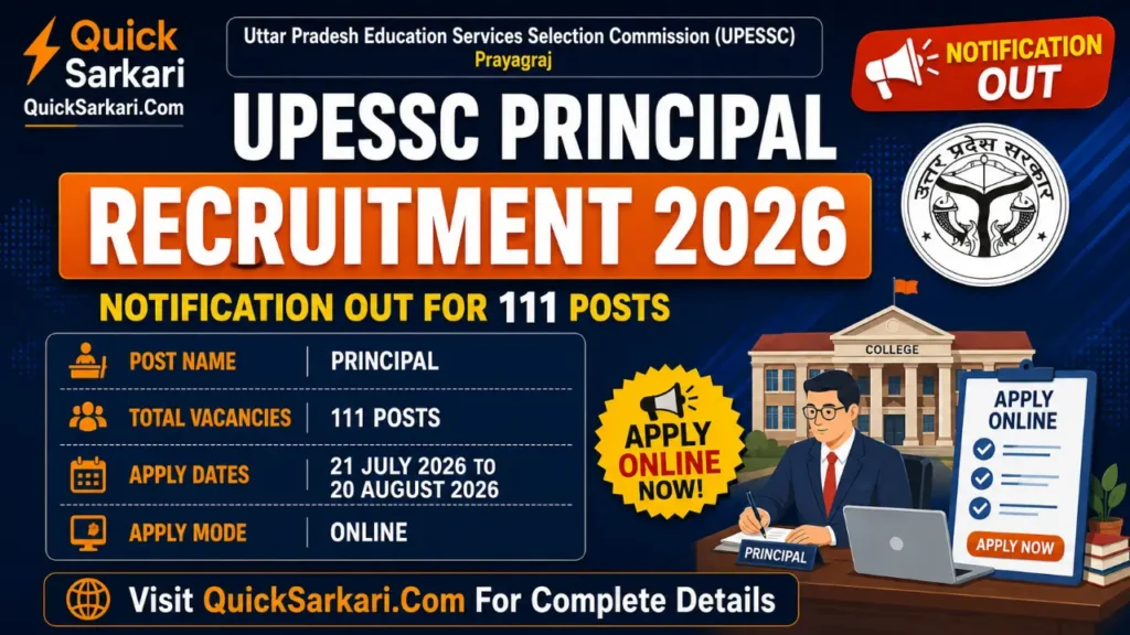 UPESSC Principal Recruitment 2026