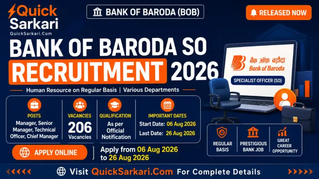 Bank of Baroda SO Recruitment 2026