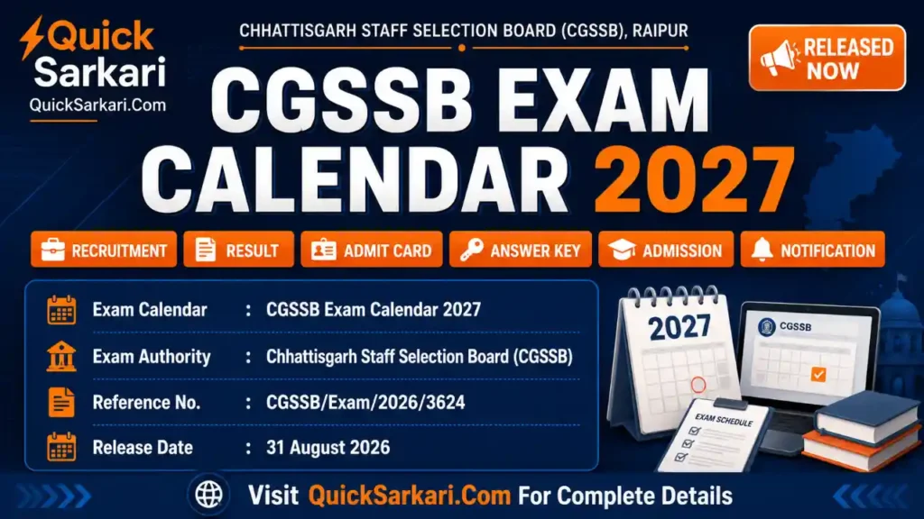 CGSSB Exam Calendar 2027