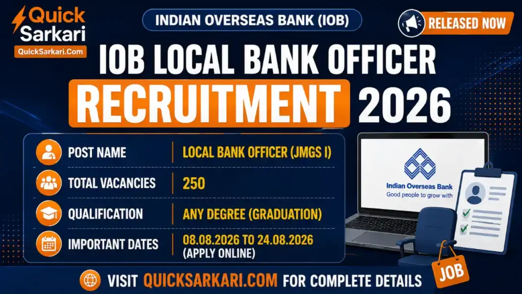 IOB Local Bank Officer (LBO) Recruitment 2026