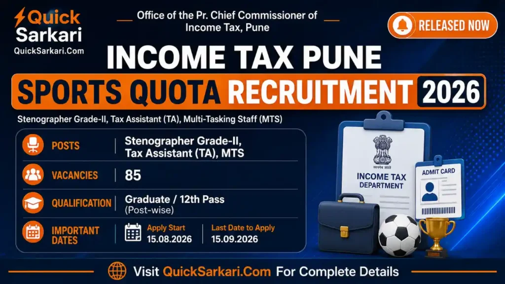 Income Tax Pune Sports Quota Recruitment 2026