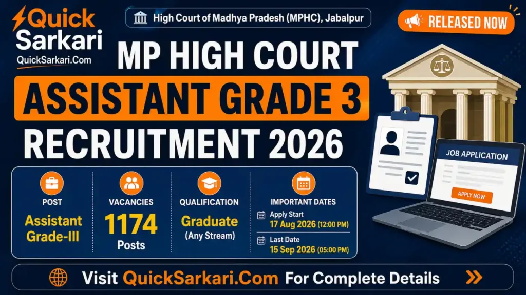 MP High Court Assistant Grade-3 Recruitment 2026
