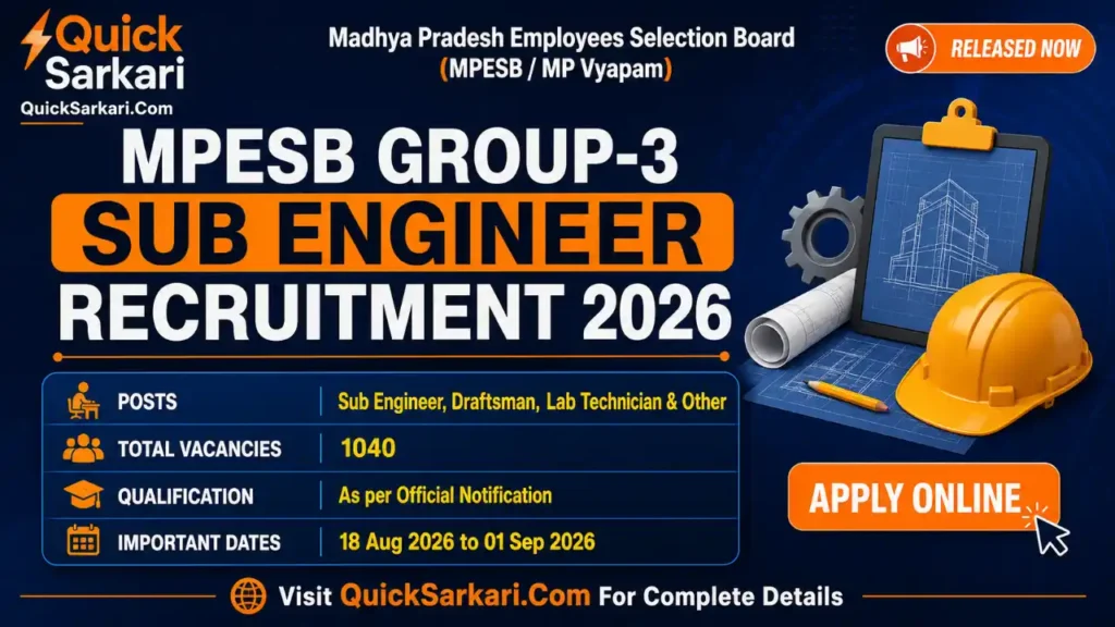 MPESB Group-3 Sub Engineer Recruitment 2026
