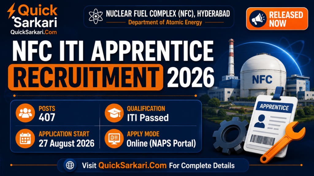 NFC ITI Apprentice Recruitment 2026