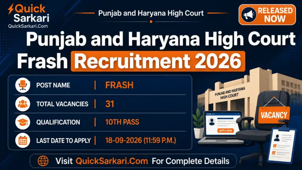 Punjab and Haryana High Court Frash Recruitment 2026