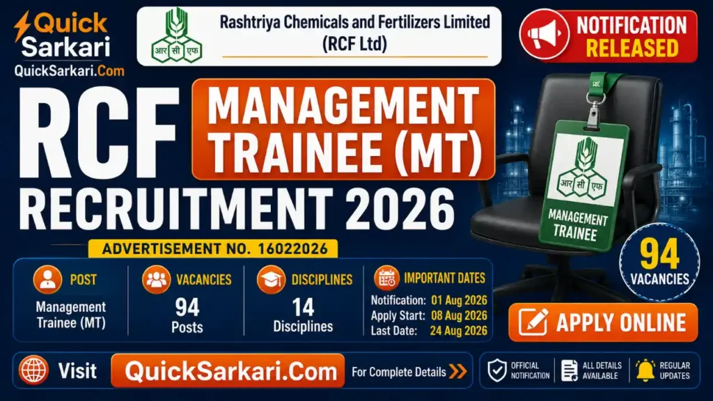 RCF Management Trainee (MT) Recruitment 2026