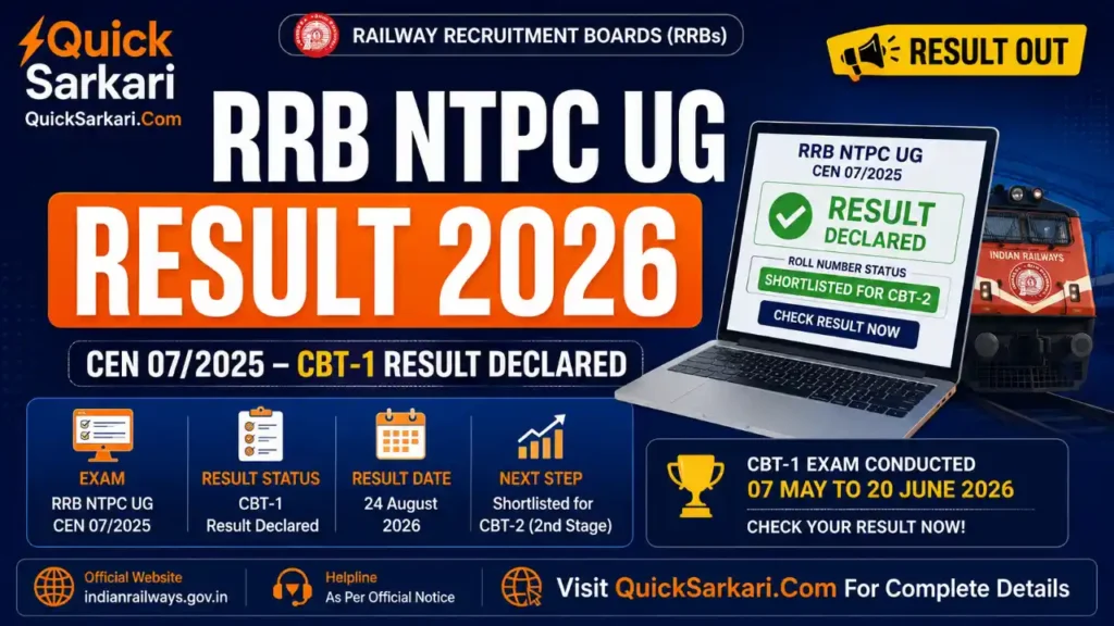 RRB NTPC UG Result 2026 CEN 07/2025