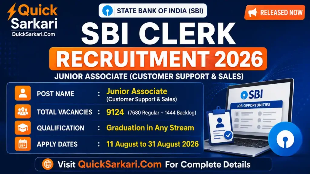 SBI Clerk Recruitment 2026 Notification and Online Form