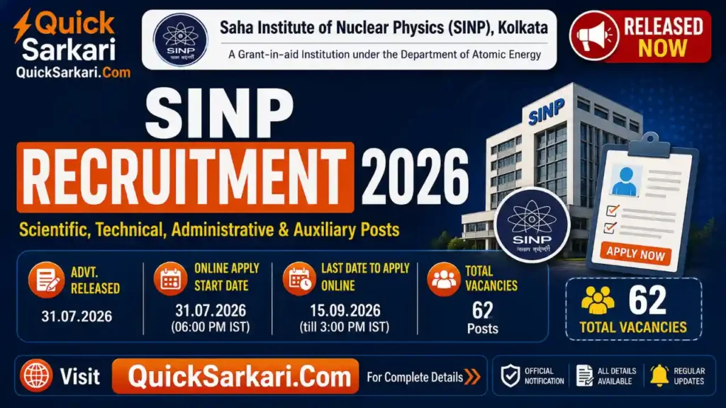 SINP Recruitment 2026