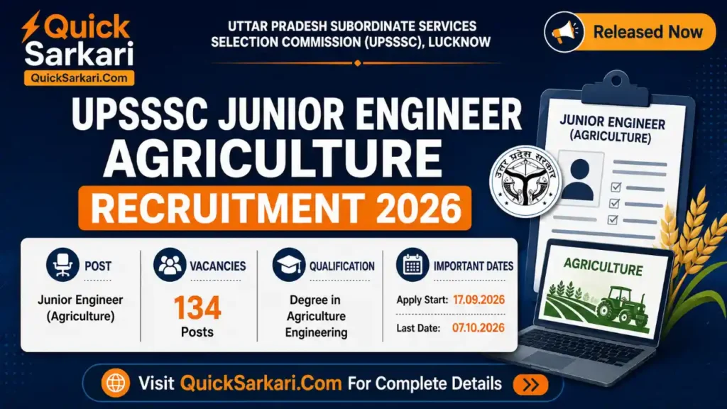 UPSSSC JE Agriculture Recruitment 2026