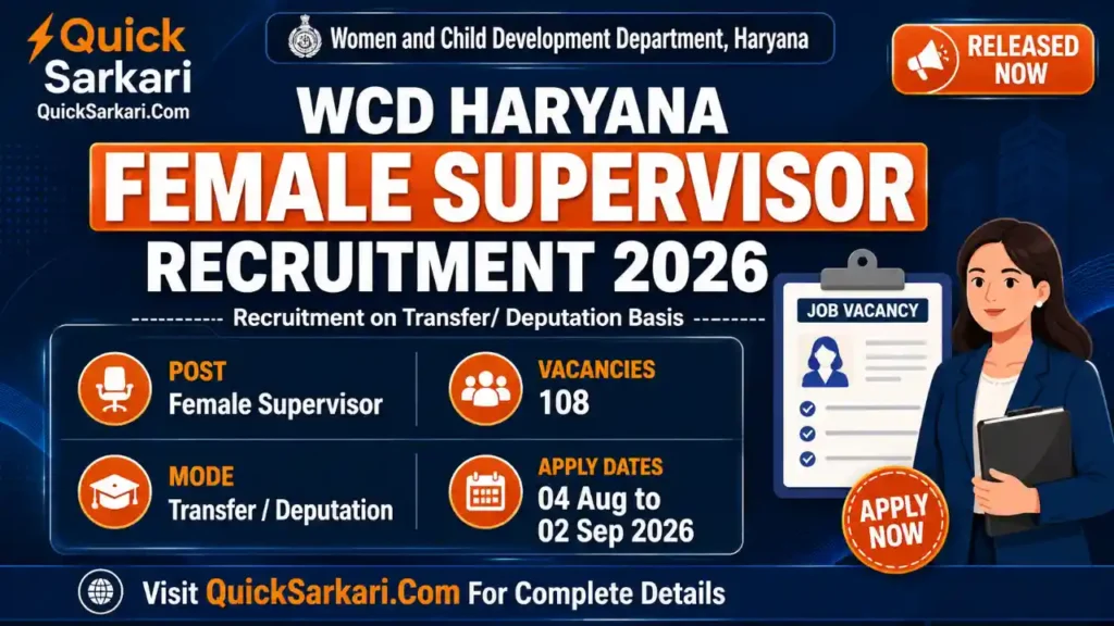WCD Haryana Female Supervisor Recruitment 2026