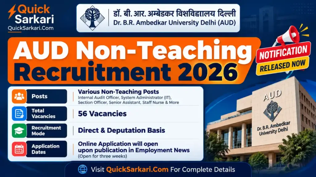 AUD Delhi Non-Teaching Recruitment 2026