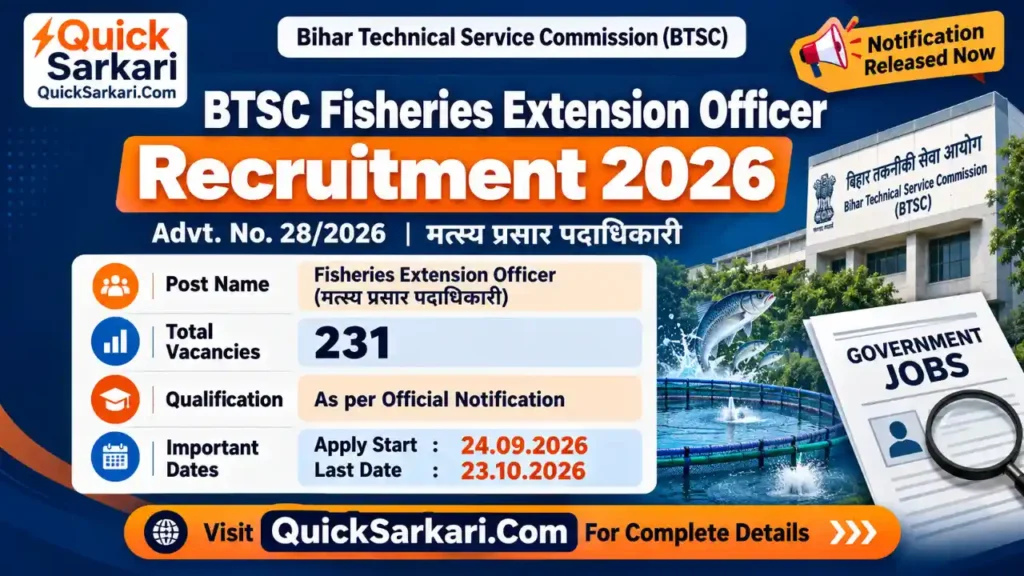 BTSC Fisheries Extension Officer Recruitment 2026