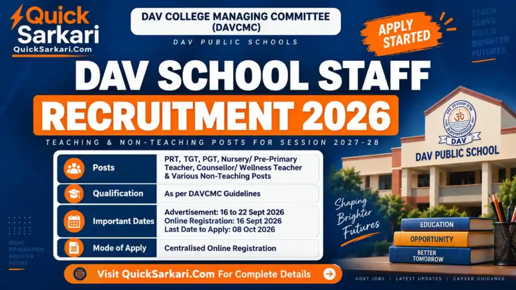 DAV School Staff Recruitment 2026
