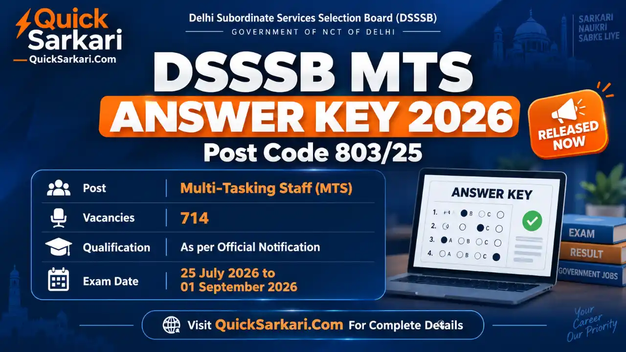 DSSSB MTS Answer Key 2026 Post Code 803/25 OUT: Download Question Paper ...