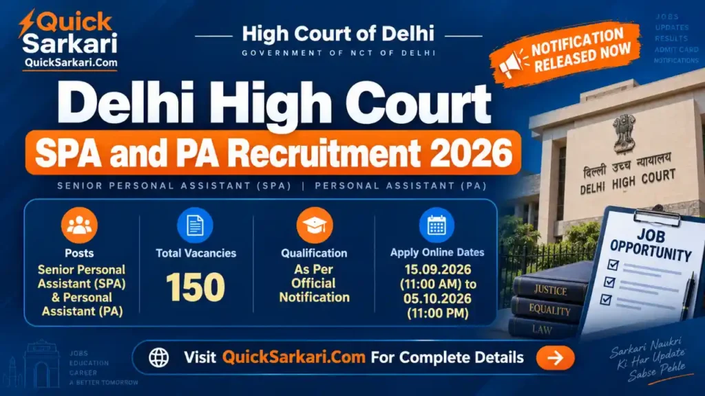 Delhi High Court SPA and PA Recruitment 2026