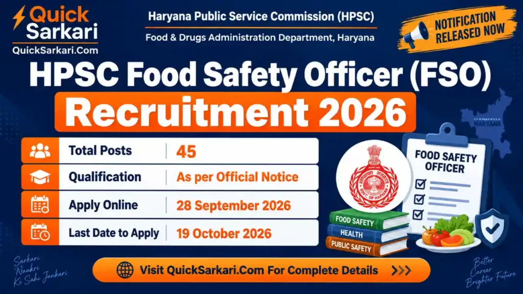 HPSC Food Safety Officer (FSO) Recruitment 2026