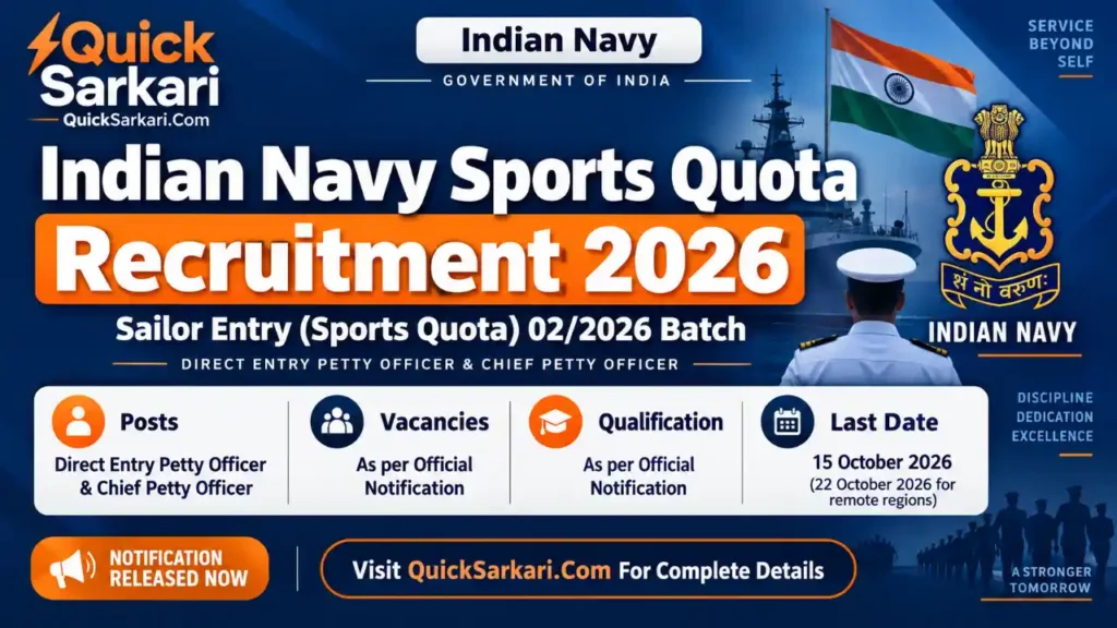 Indian Navy Sports Quota Recruitment 2026