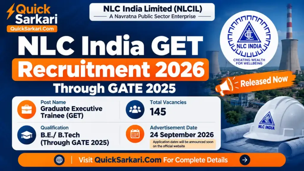 NLC India GET Recruitment 2026 Through GATE