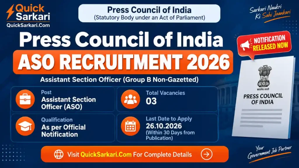 Press Council of India ASO Recruitment 2026