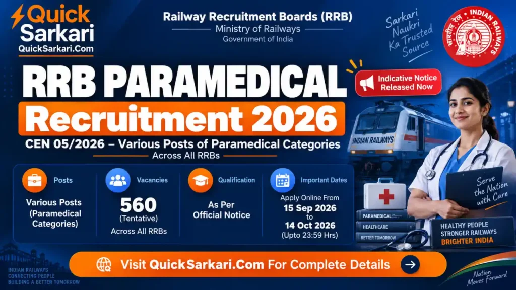 RRB Paramedical Recruitment CEN 05/2026