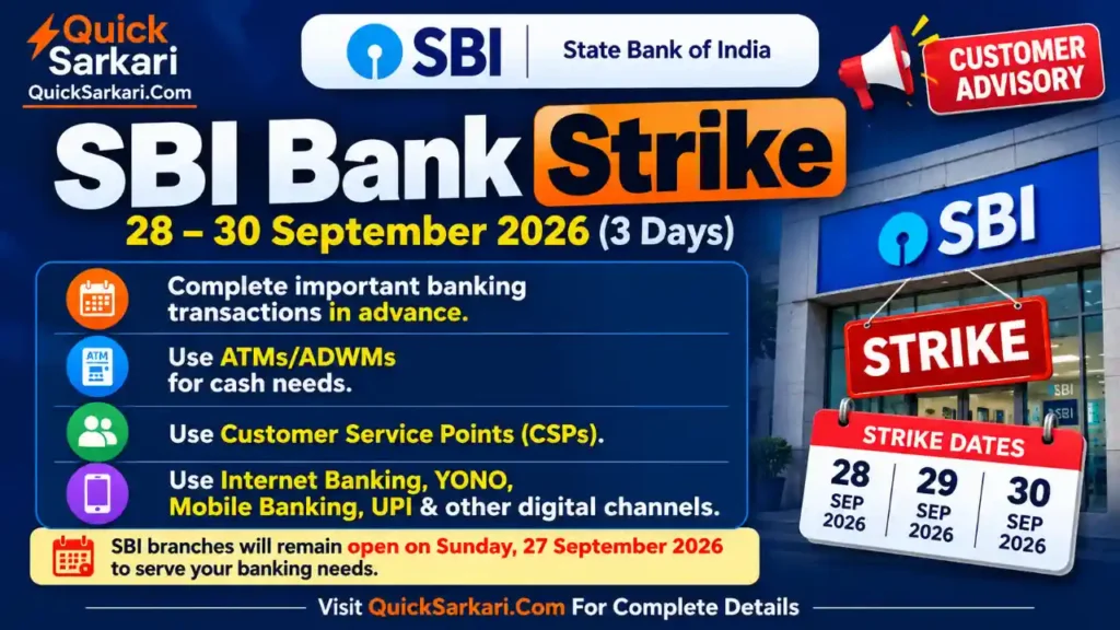 SBI Bank Strike 2026: Branches to Remain Open on September 27
