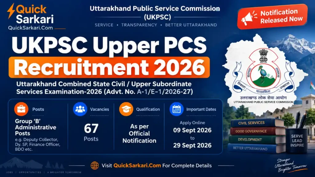UKPSC Upper PCS Notification 2026