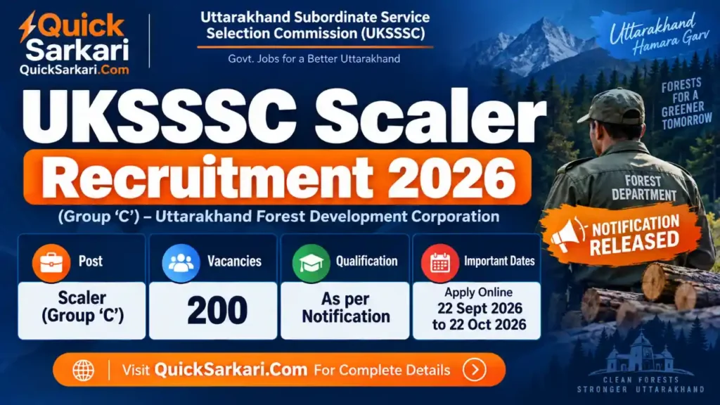UKSSSC Scaler Recruitment 2026